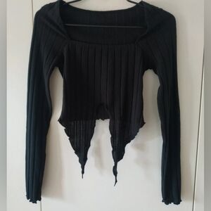 SHEIN Black Ribbed Distressed Crop Top